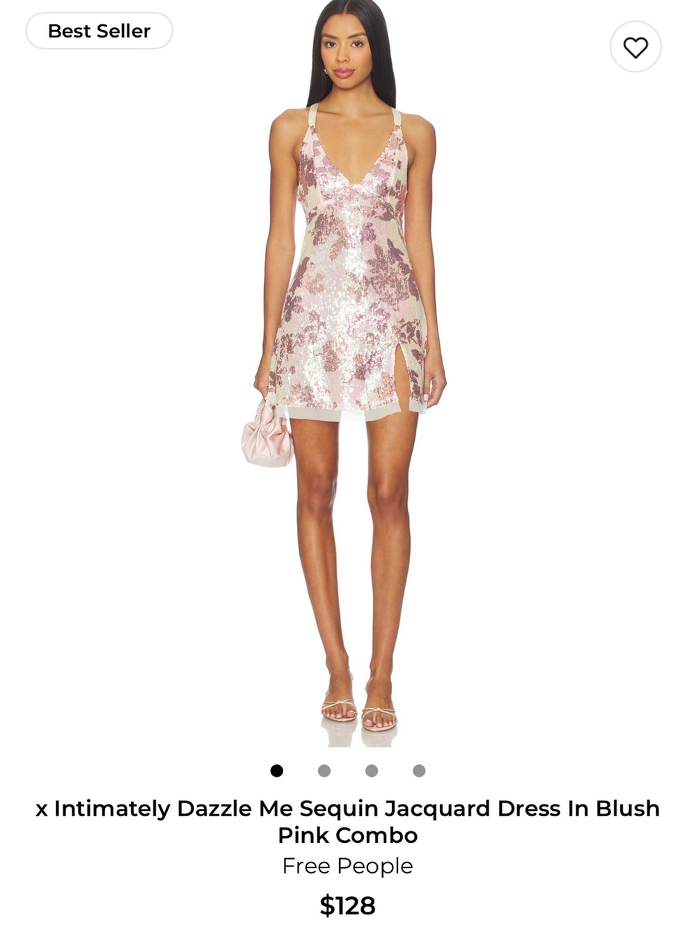 Free People Sequin Jacquard Mini Dress — Blush Pink Mix